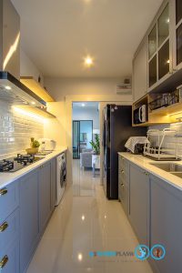 Classic Kitchen 2 Side I Shape เรียบหรูแบบมีสไตล์, ชุดครัวสีเทา, 