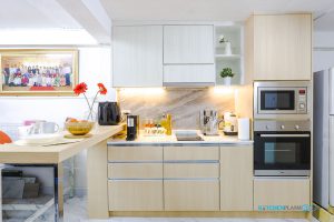 Oak Wood 2 Tone : ครัวลายไม้ I Shape + Mini Bar, ชุดครัว, ชุดครัวตัวไอ, I Shape Kitchen, Mini Bar,