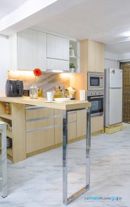 Oak Wood 2 Tone : ครัวลายไม้ I Shape + Mini Bar, ชุดครัว, ชุดครัวตัวไอ, I Shape Kitchen, Mini Bar,