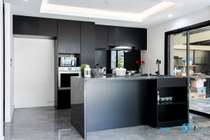 ชุดครัวบิ้วอิน All Black Kitchen ครัวสุดเท่ ในสไตล์โมเดิร์น, ชุดครัวบิ้วอิน, ครัวดำ, เคาน์เตอร์ครัว, ครัวตัวไอ, I Shape Kitchen, โต๊ะไอส์แลนด์,