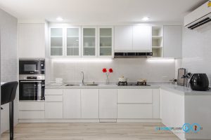 Modern White Kitchen ชุดครัวบิ้วอินโทนขาว สุดคลีน, ครัวสีขาว, ครัวตัวแอล, ครัวสไตล์โมเดิร์น, ชุดครัวกันน้ำกันปลวก,