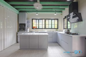 Smooth Modern Design, Kitchen L-Shape, ชุดครัวตัวแอล, ชุดครัวเรียบๆ, ครัวโทนสีเทา, ชุดครัวกันน้ำกันปลวก, เคาน์เตอร์ไอส์แลนด์, 