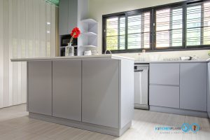 Smooth Modern Design, Kitchen L-Shape, ชุดครัวตัวแอล, ชุดครัวเรียบๆ, ครัวโทนสีเทา, ชุดครัวกันน้ำกันปลวก, เคาน์เตอร์ไอส์แลนด์, 